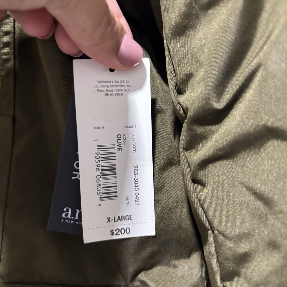 NEW A.N.A Parka Winter Coat Green Size XL Full Zipper Buttons Removable Hood - Picture 6 of 13